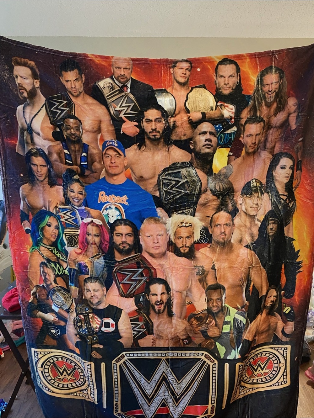 WWE Fans Multi-Color Superstar Throw - Black, Red, Blue, Gold